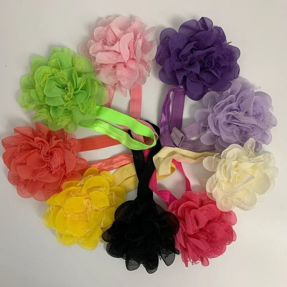 Flower Stretch Multicolor Hairbands For Children Hair Accessoies Pack of 9